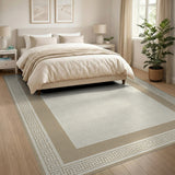 Geometric Modern Beige Greek Key Geometric Area Rug