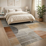 Abstract Geometric Beige Orange Area Rug