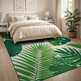 Green Lush Monstera Palm Leaf Green Area Rug