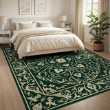 Green Emerald Green Traditional Persian Floral Rug