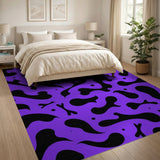 Purple Black Abstract Splatter Area Rug