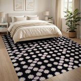 Daisy Lattice Black White Area Rug