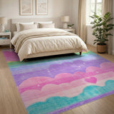 Rainbow Wavy Hearts Shag Area Rug