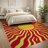 Radiant Red Yellow Sunburst Area Rug