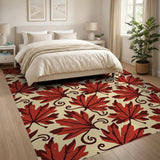 Vintage Red Maple Leaf Area Rug
