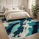 Teal Navy Brushstroke Abstract Area Rug
