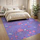 Purple Pink Floral Swirl Area Rug
