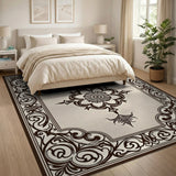 Ornate Beige Persian Medallion Beige and Neutral Area Rug