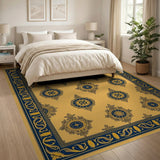 Ornate Gold Medallion Persian Area Rug