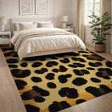 Vibrant Yellow Leopard Print Boho Area Rug