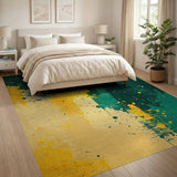 Vibrant Green Yellow Splatter Abstract Area Rug