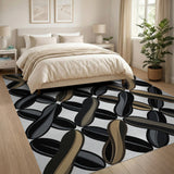 Black Tan Interlocking X Geometric Area Rug