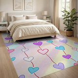 Cascading Pastel Hearts Area Rug