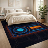 Multi-color and Patterns Neon Cyber Circuit Geometric Area Rug