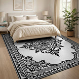Traditional Persian Ornate Black White Traditional Persian Area Rug