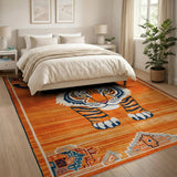 Majestic Navy Tiger on Orange Tribal Rug