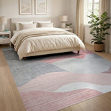 Pink Abstract Pink Wave Area Rug