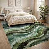 Lush Green Ocean Waves Area Rug