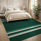 Forest Green Striped Area Rug
