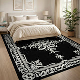 ODIKA Ornate Medallion Black Washable Area Rug - Low Pile & Non-Slip
