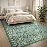 Geometric Modern Green Emerald Green Geometric Lattice Area Rug