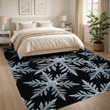 Geometric Modern Snowflake Black White Geometric Area Rug