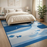 Cute Blue Whale Ocean Kids Area Rug