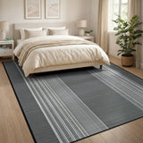 Black White Vertical Stripe Geometric Modern Area Rug