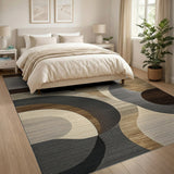 Brown and Tan Modern Geometric Brown Tan Abstract Area Rug