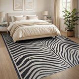 Bold Black White Zebra Stripe Area Rug