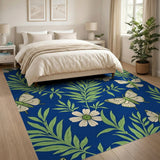Navy Blue Butterfly Fern Area Rug