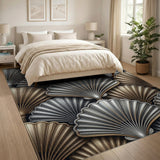 Gold Silver Scallop Shell Area Rug