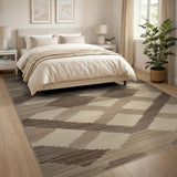 Beige Geometric Diamond Woven Area Rug