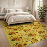 Yellow Sunflower Meadow Yellow Area Rug