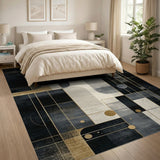 Gold Geometric Abstract Area Rug
