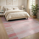 Pink Blush Pink Geometric Stripe Area Rug