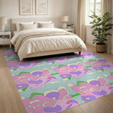 Whimsical Heart Flower Cartoon Area Rug