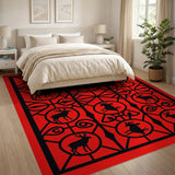 Red Reindeer Silhouette Medallion Rug
