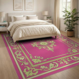Opulent Pink Medallion Area Rug with Gilded Borders