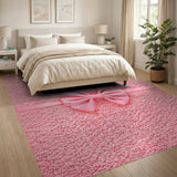 Pink Shag Area Rug with Oversized Satin Bow