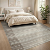 Beige and Neutral Beige Neutral Striped Woven Area Rug