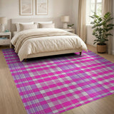 Vibrant Pink Purple Plaid Area Rug