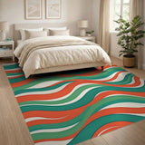 Multi-color and Patterns Abstract Area Vibrant Wavy Abstract Area Rug
