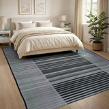 Black and White Bold Black White Striped Geometric Area Rug
