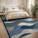 Cascading Blue Waves Area Rug
