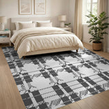 Black and White Bold Black White Geometric Plaid Area Rug