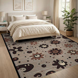 Whimsical Faced Flowers Paisley Area Rug
