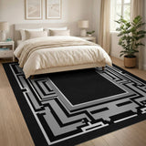 Geometric Black Gray Frame Area Rug