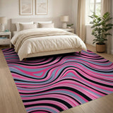 Multi-color and Patterns Wavy Pink Black Abstract Area Rug