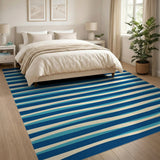 Blue Wavy Stripe Coastal Area Rug